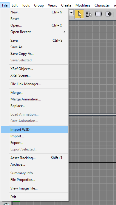 Importing a W3D file in 3ds Max