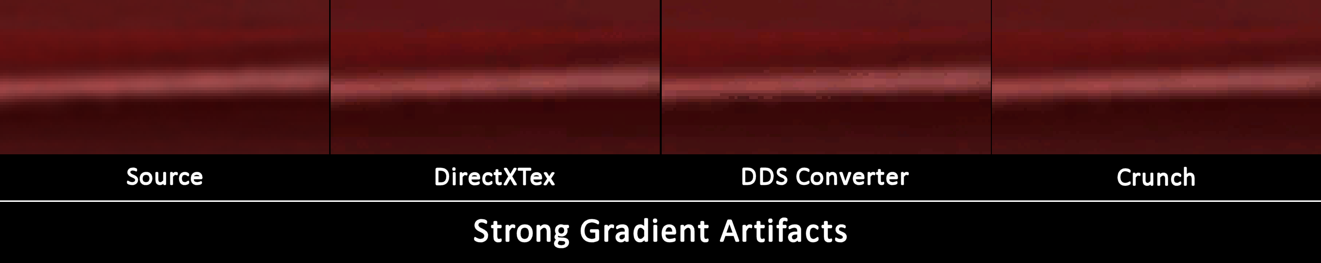 Strong red-gradient artifact comparison